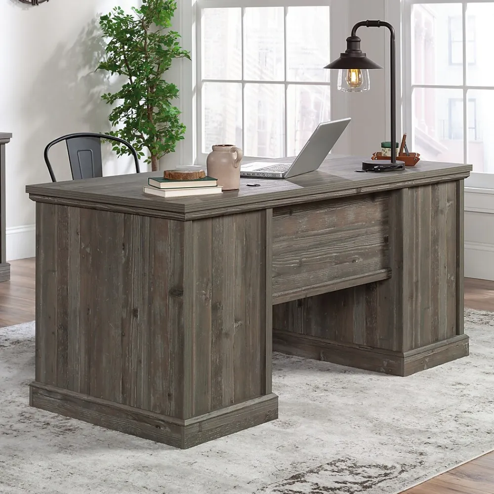 Computer Desks*Sauder Aspen Post 65"W Executive Computer Desk, (433677) Pebble Pine