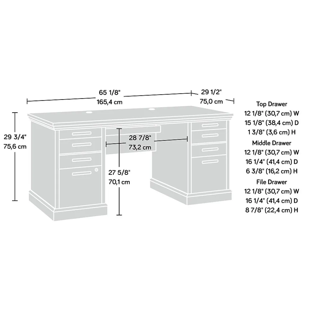 Computer Desks*Sauder Aspen Post 65"W Executive Computer Desk, (433677) Pebble Pine