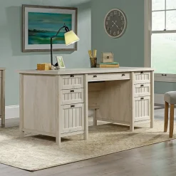 Corner Desks*Sauder Costa 65"W Executive Desk, Chalked Chestnut (419954)