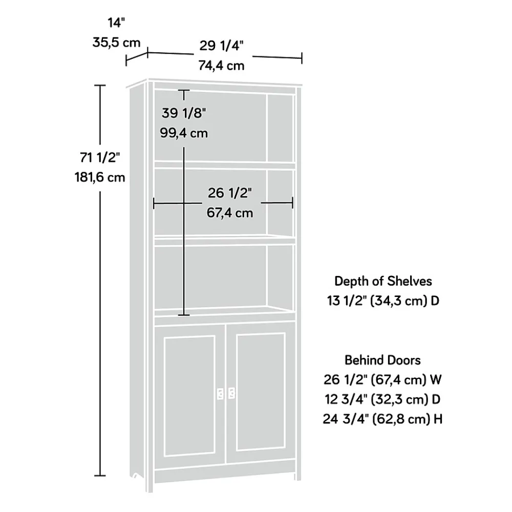 Bookcases*Sauder Cottage Road 71"H 5-Shelf Bookcase with Adjustable Shelves, Soft White (417593)
