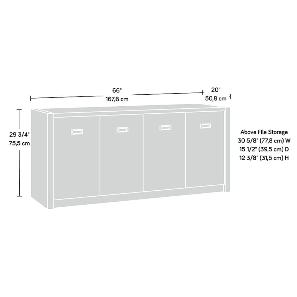 Storage Cabinets*Sauder Dixon City 30"H Storage Credenza with 2 Shelves, Brushed Oak (432894)