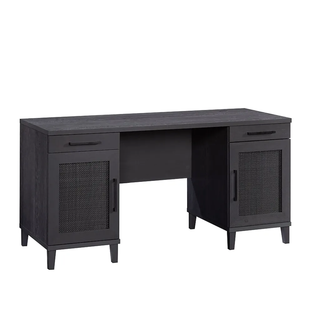 Computer Desks*Sauder Tiffin Line 60"W Double Pedestal Desk, Raven Oak (433266)