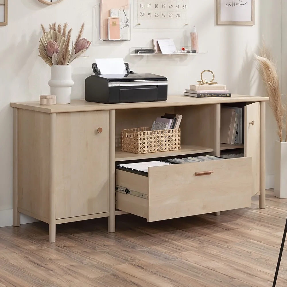 Storage Cabinets*Sauder Whitaker Point 30"H Storage Credenza with 3 Shelves, Natural Maple (429375)