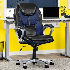 Office Chairs*Serta Amplify Ergonomic Faux Leather Swivel Executive Chair, Blue (43673B)