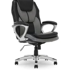 Office Chairs*Serta Amplify Ergonomic Faux Leather/Mesh Swivel Executive Chair, Gray (43673A)