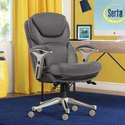 Ergonomic Chairs*Serta Claremont Ergonomic Faux Leather Swivel Executive Chair with Back in Motion Technology, (44186A) Gray