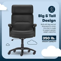 Office Chairs*Serta Comfort Big & Tall Ergonomic Bonded Leather Swivel Executive Chair, Black (CHR10131A)