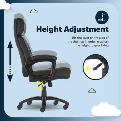 Office Chairs*Serta Comfort Big & Tall Ergonomic Bonded Leather Swivel Executive Chair, Black (CHR10131A)