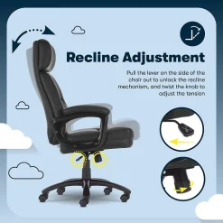 Office Chairs*Serta Comfort Big & Tall Ergonomic Bonded Leather Swivel Executive Chair, Black (CHR10131A)