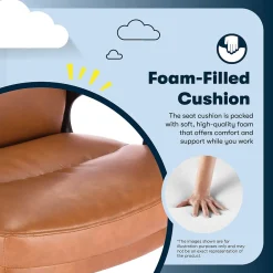 Office Chairs*Serta Comfort Big & Tall Ergonomic Bonded Leather Swivel Executive Chair, Cognac (CHR10131D)