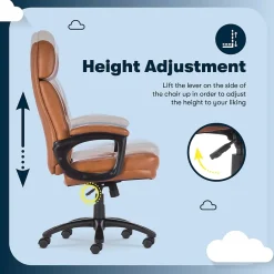 Office Chairs*Serta Comfort Big & Tall Ergonomic Bonded Leather Swivel Executive Chair, Cognac (CHR10131D)
