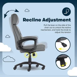 Office Chairs*Serta Comfort Big & Tall Ergonomic Bonded Leather Swivel Executive Chair, Gray (CHR10131C)