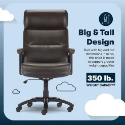 Office Chairs*Serta Comfort Big & Tall Ergonomic Bonded Leather Swivel Executive Office Chair, Brown (CHR10131B)