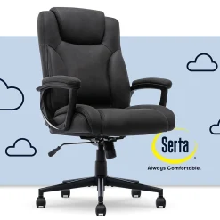 Office Chairs*Serta Comfort Eco Ergonomic Velvet Fabric Swivel Executive Chair, Light Black (CCHR10006B)