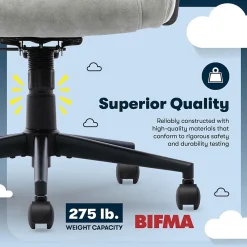 Office Chairs*Serta Comfort Eco Ergonomic Velvet Fabric Swivel Executive Chair, Light Grey (CCHR10006A)