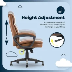 Office Chairs*Serta Comfort Ergo Ergonomic Bonded Leather Swivel Executive Chair, Cognac (CCHR10016A)