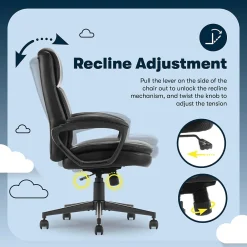 Office Chairs*Serta Comfort Ergo Ergonomic Bonded Leather Swivel Executive Chair, Black (CCHR10016B)