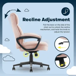 Office Chairs*Serta Comfort Ergo Ergonomic Velvet Fabric Swivel Executive Chair, Pink (CCHR10016D)