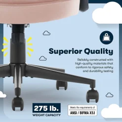 Office Chairs*Serta Comfort Ergo Ergonomic Velvet Fabric Swivel Executive Chair, Pink (CCHR10016D)