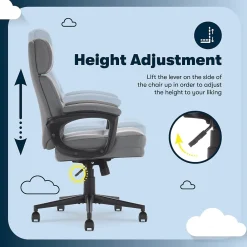 Office Chairs*Serta Comfort Ergonomic Bonded Leather Swivel Executive Chair, Gray (CHR10130C)