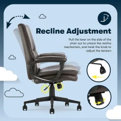 Office Chairs*Serta Comfort Modern Ergonomic Bonded Leather Swivel Executive Chair, Brown (CHR10132B)