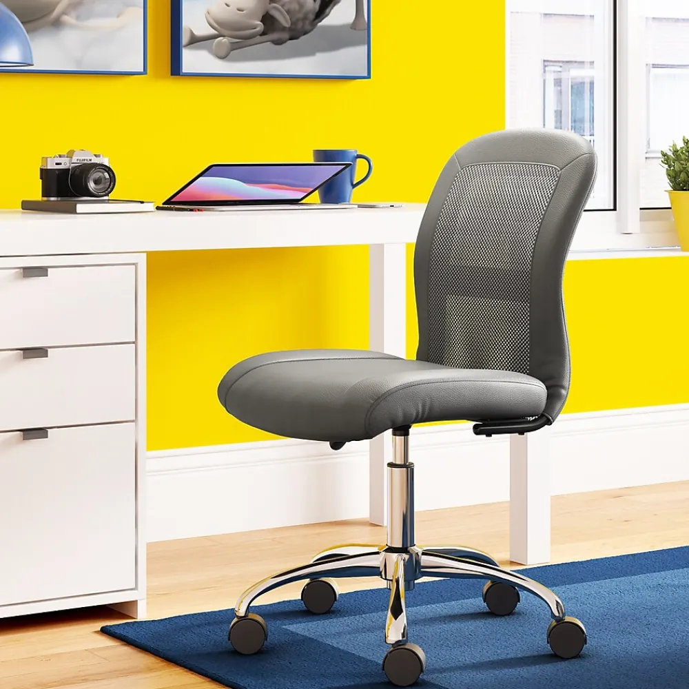 Ergonomic Chairs*Serta Essentials Armless Ergonomic Bonded Leather/Mesh Swivel Task Chair, (48740A) Gray