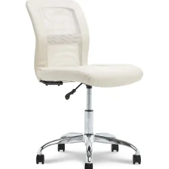 Office Chairs*Serta Essentials Armless Ergonomic Bonded Leather/Mesh Swivel Task Chair, (48740B) Cream
