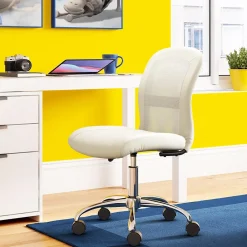 Ergonomic Chairs*Serta Essentials Armless Ergonomic Bonded Leather/Mesh Swivel Task Chair, (48740B) Cream