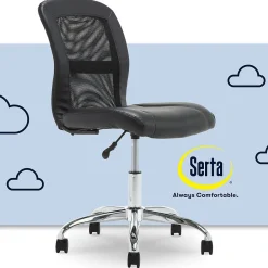 Ergonomic Chairs*Serta Essentials Armless Ergonomic Bonded Leather/Mesh Swivel Task Chair, (48740) Black