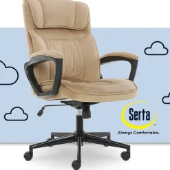 Office Chairs*Serta Executive Office Chair, Microfiber, Light Beige, Seat Size: 20.75''W x 19.5"D, Back Size: 20.25"W x 26.50"H (CHR200002)