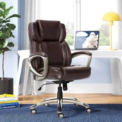 Ergonomic Chairs*Serta Garret Ergonomic Bonded Leather Swivel Executive Chair, (CHR200090) Biscuit Brown