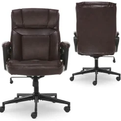 Ergonomic Chairs*Serta Hannah I Ergonomic Bonded Leather Swivel Executive Chair, (43670G) Biscuit