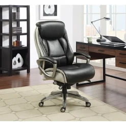Office Chairs*Serta Lautner Ergonomic Bonded Leather Swivel Executive Chair, Black/Cream (44942)