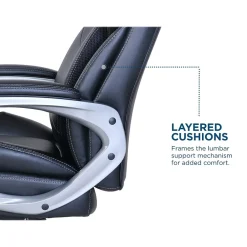 Office Chairs*Serta My Fit Ergonomic Bonded Leather Swivel Executive Chair, Black (CHR100014)