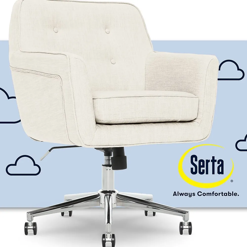 Ergonomic Chairs*Serta Style Ashland Fabric Swivel Computer and Desk Chair, (48372) Ivory