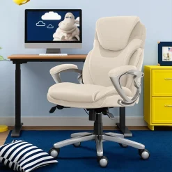 Ergonomic Chairs*Serta Works Bryce Ergonomic Bonded Leather Swivel Executive Chair, (43807B) Cream