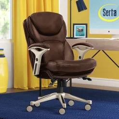 Ergonomic Chairs*Serta Works Ergonomic Faux Leather Swivel Executive Chair with Back in Motion Technology, (44186B) Chestnut