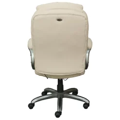 Office Chairs*Serta Works My Fit Ergonomic Bonded Leather Swivel Executive Chair, Ivory (48097A)