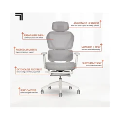 Office Chairs*Sharper Image S-850 Ergonomic Mesh Swivel Computer and Desk Chair, Light Gray/White (60106-LGRYWHT)