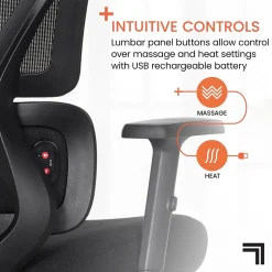 Office Chairs*Sharper Image S850 Ergonomic Mesh Swivel Massage with Heat Executive Task Chair with Footrest, Black (60106-BLK)