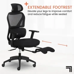 Office Chairs*Sharper Image S850 Ergonomic Mesh Swivel Massage with Heat Executive Task Chair with Footrest, Black (60106-BLK)