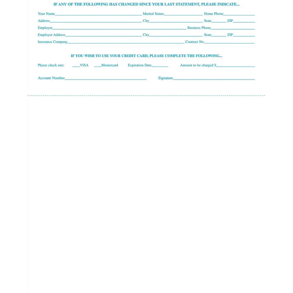 Business Forms*Medical Arts Press Solid Color Laser Statements, Style A, with Credit Card Information, Blue