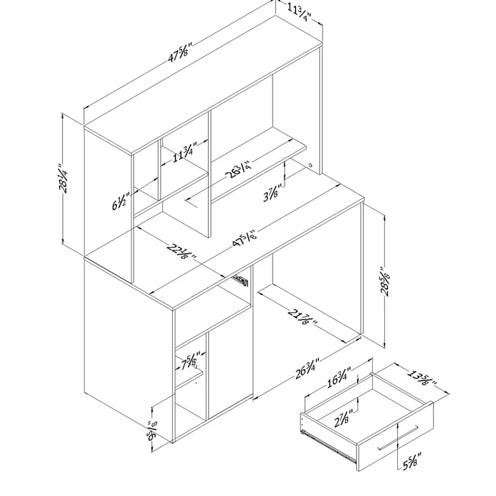 Computer Desks*South Shore Annexe 48"W Home Office Computer Desk, (9060070) Gray Oak