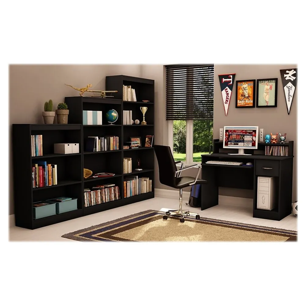 Bookcases*South Shore Axess 4-Shelf Bookcase, Pure Black (7270767)