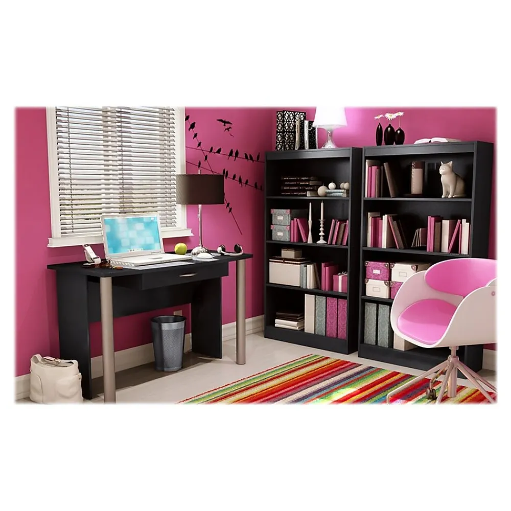 Bookcases*South Shore Axess 4-Shelf Bookcase, Pure Black (7270767)
