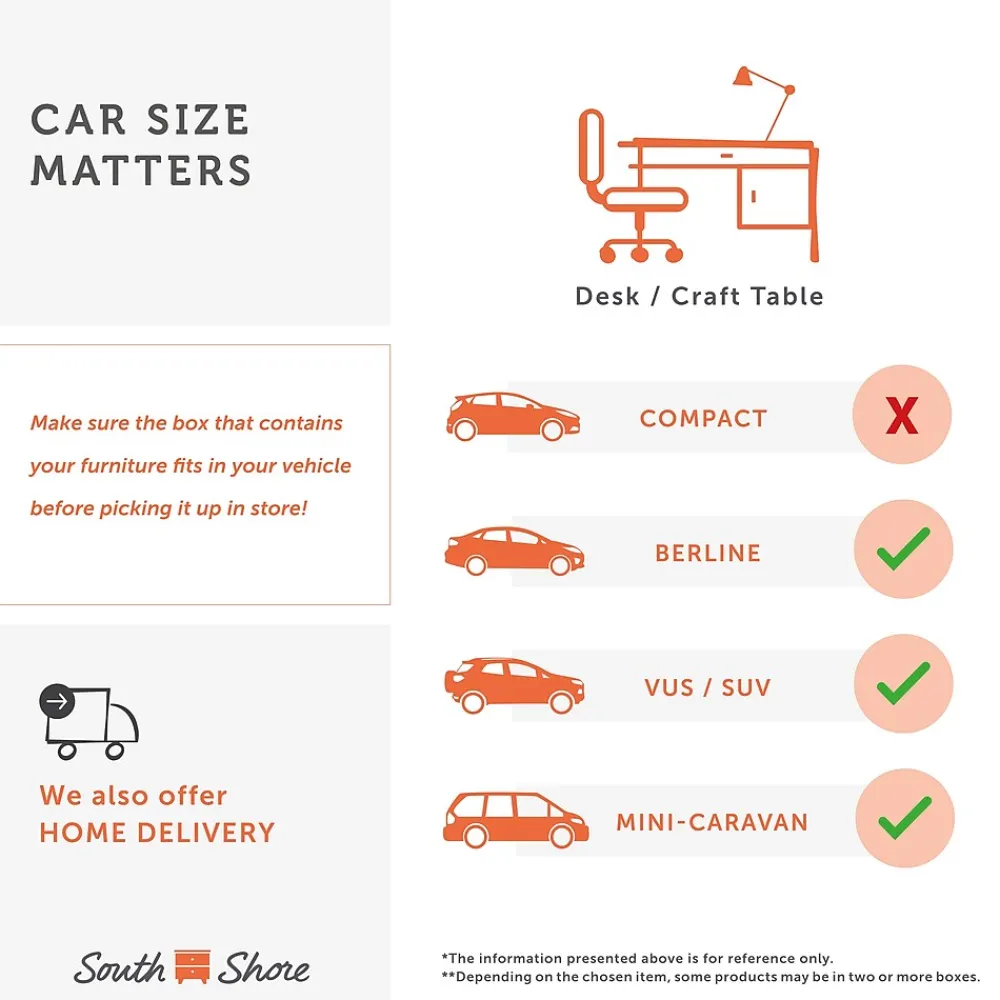 Computer Desks*South Shore Axess 44"W Small Desk, (7270070) Pure Black