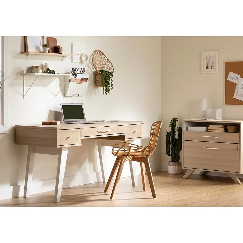 Computer Desks*South Shore Helsy 60"W Computer Desk, Soft Elm/White (13297)