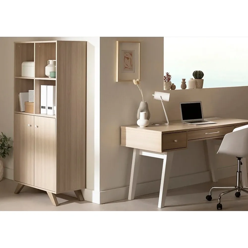 Computer Desks*South Shore Helsy 60"W Computer Desk, Soft Elm/White (13297)