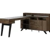 L-Desks*South Shore Helsy 78"W L-Shaped Computer Desk with Power Bar and Removable Hutch, Natural Walnut (13307)