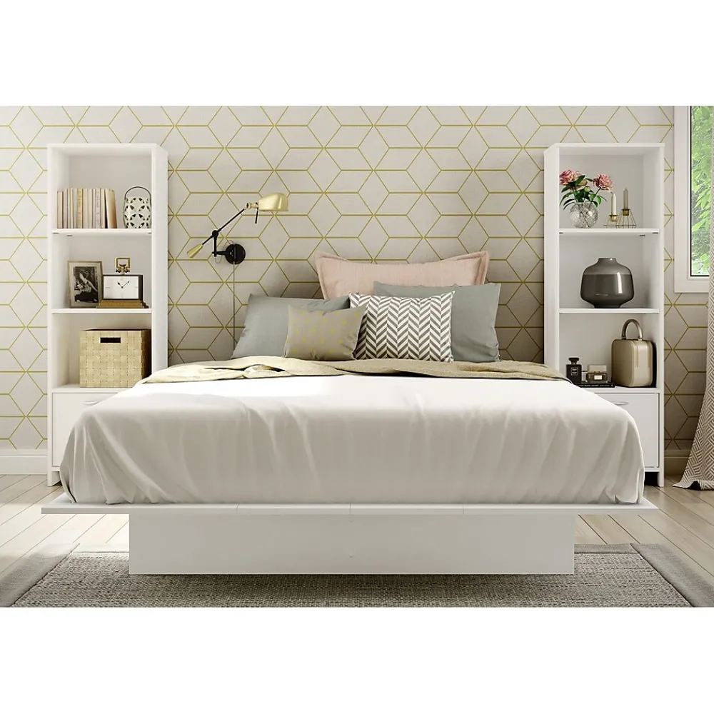 Bookcases*South Shore Step One Narrow 3-Shelf Bookcase with Door, (10249) Pure White